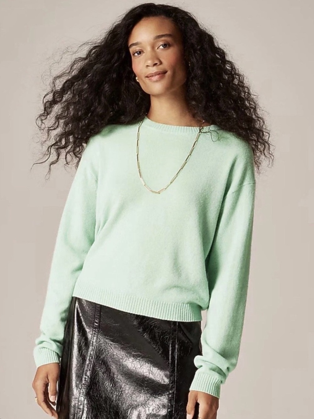 J Crew Perfect cashmere crewneck sweater mint green lightweight CN259 size small